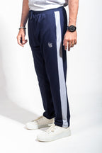 Navy & White Contrast Embroidered Trouser