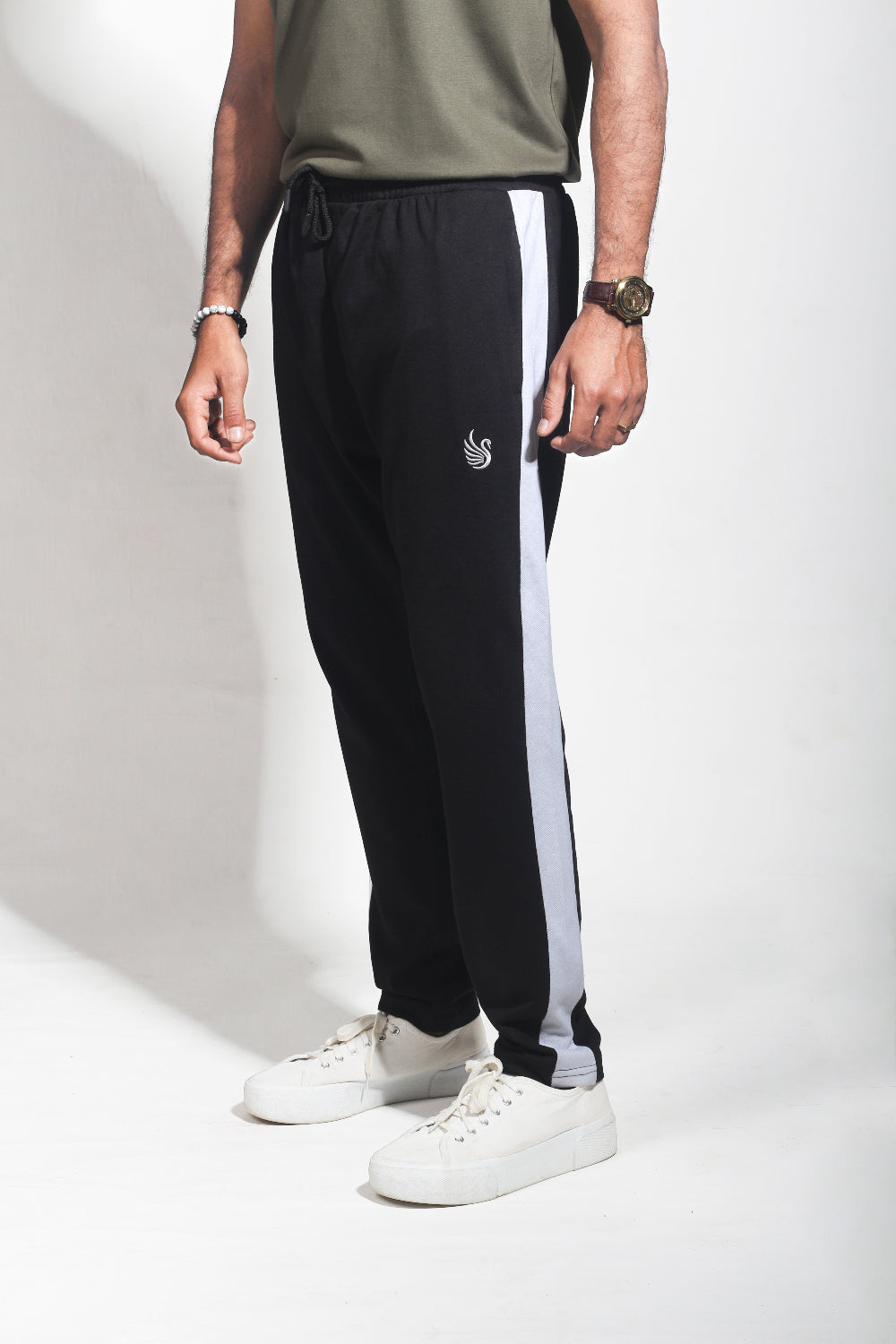 Black & White Contrast Embroidered Trouser