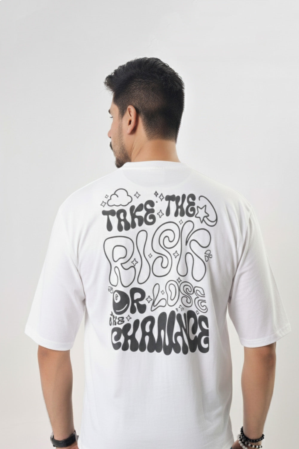 White Puff Printed Streetwear T-Shirt