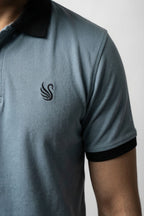 Teal & Black Contrast Collar Polo