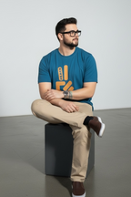 Blue Graphic Peace Form T-Shirt