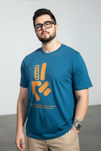 Blue Graphic Peace Form T-Shirt